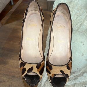 Christian Louboutin Leopard Peep Toe Pumps 38.5